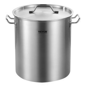 VEVOR Stainless Steel Stockpot, 42 Quart Large Cooking Pots, Cookware Sauce Pot with Basket, Lid, and Handle, Heavy Duty Commercial Grade Stock P