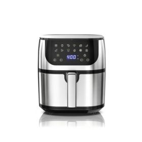 8.5Qt Air Fryer, 12-In-1 Large Air Fryer For Family, 400 F Rapid Air Crispy Technology, Roast Bake Dehydrate Reheat, 1800W (Option: silver)