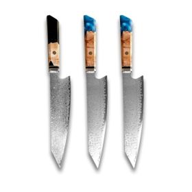 Chef's Knife For Japanese Cuisine In Damascus (Option: Blue Blue Black-34.7cm)