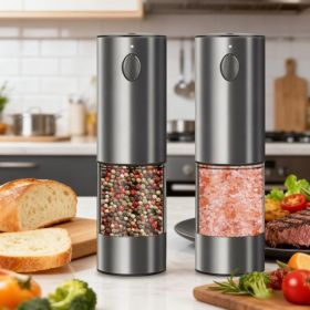2PCS Electric Salt And Pepper Grinder Set - Battery-powered Spice Grinder, Adjustable For Coarseness, Perfect For Home Kitchens, Durable Plastic, (Option: Defaulttitle)