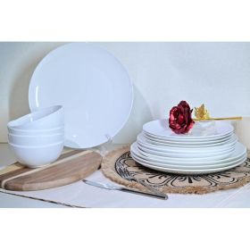 Jasmine Bone China Dinnerware Set, 16 Pieces, Service For 4, White Plates, Dishes, Bowls Set, Microwave And Dishwasher Safe (Option: Ivory White)