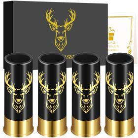 4 Deer Heads 1.5 Ounces - Reusable High-quality Plastic Bullet Cup, Suitable For Whiskey, Cocktails, And Wine, Perfect For Bars, Parties, And Gif (Option: Black XJB0106)