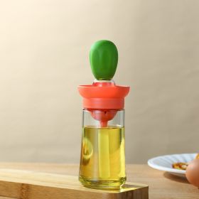 1pc Kitchen Oil Dispenser Bottle With Brush 2 In 1 Olive Oil Dispenser Bottle With Silicone Basting Brush And Dropper Glass Oil Bottle Convenient (Color: Green)