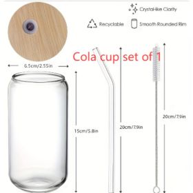 Glass Cup With Straw (Option: Cola cup set of 1)
